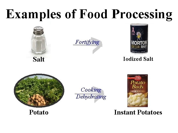 Examples of Food Processing Fortifying Iodized Salt Cooking Dehydrating Potato Instant Potatoes 
