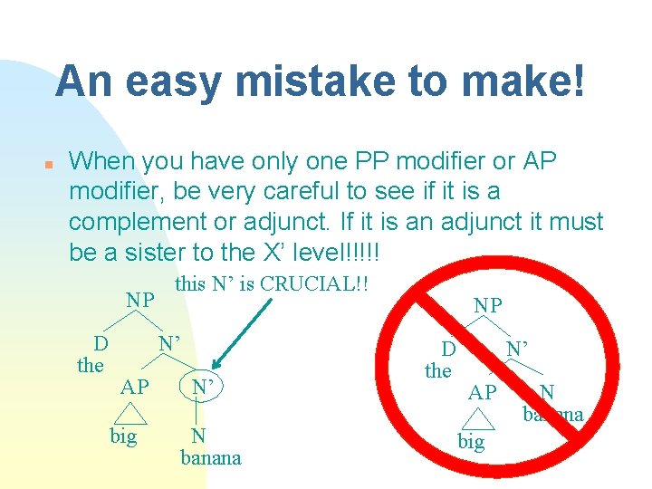 An easy mistake to make! n When you have only one PP modifier or