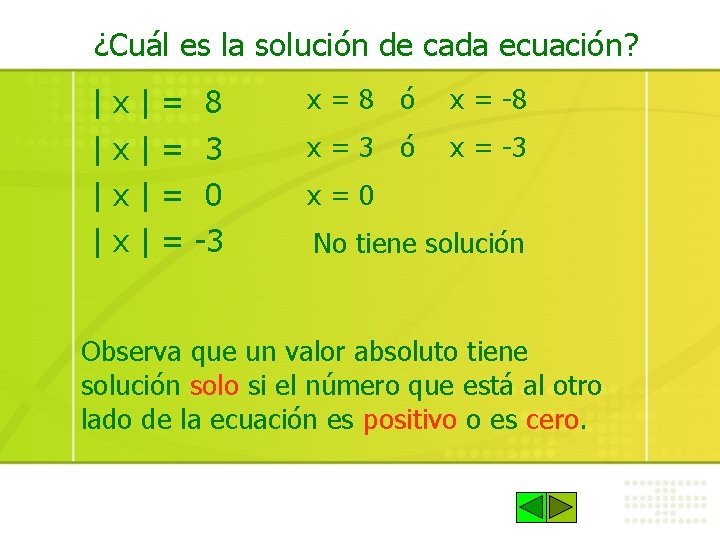 ¿Cuál es la solución de cada ecuación? | | x x | | =