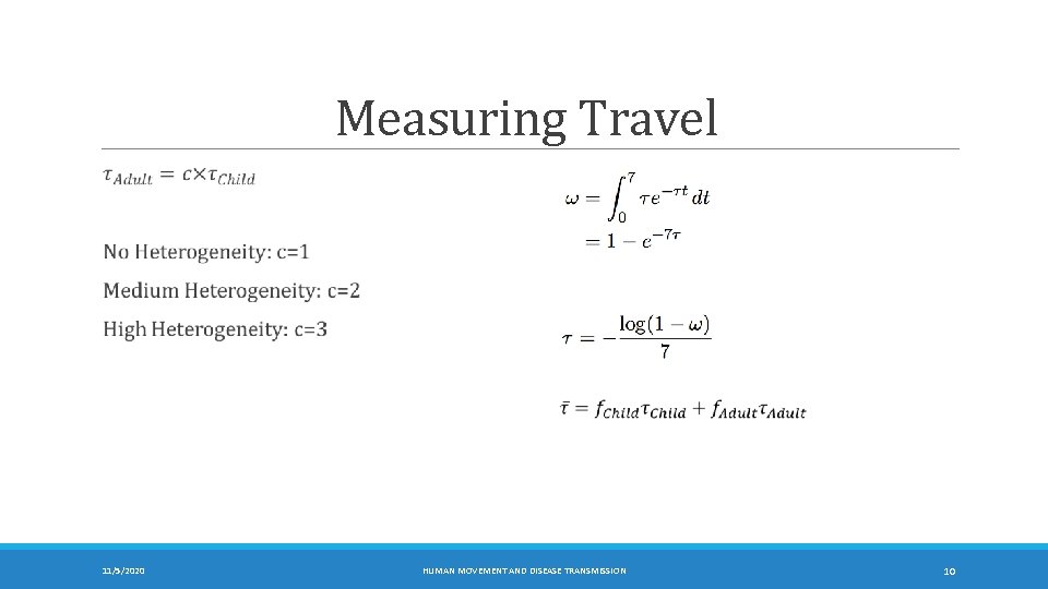 Measuring Travel 11/5/2020 HUMAN MOVEMENT AND DISEASE TRANSMISSION 10 