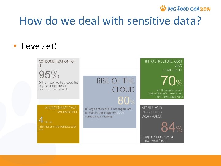 How do we deal with sensitive data? • Levelset! 
