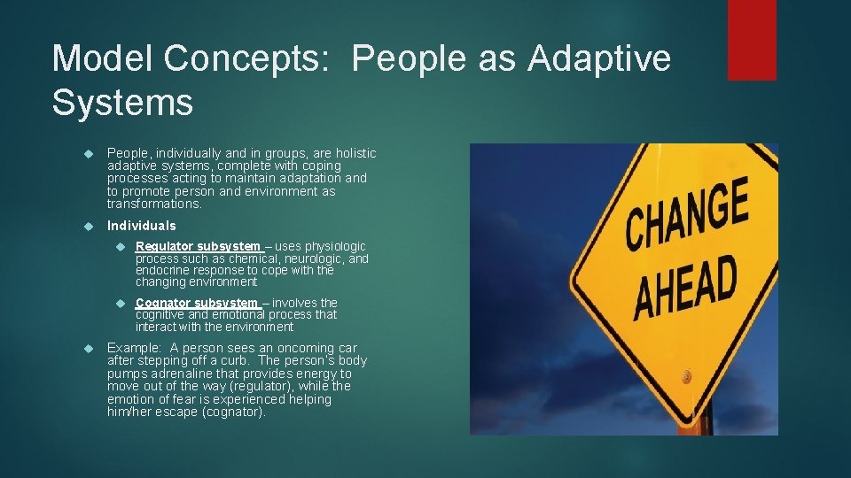 Model Concepts: People as Adaptive Systems People, individually and in groups, are holistic adaptive Model Concepts: People as Adaptive Systems People, individually and in groups, are holistic adaptive