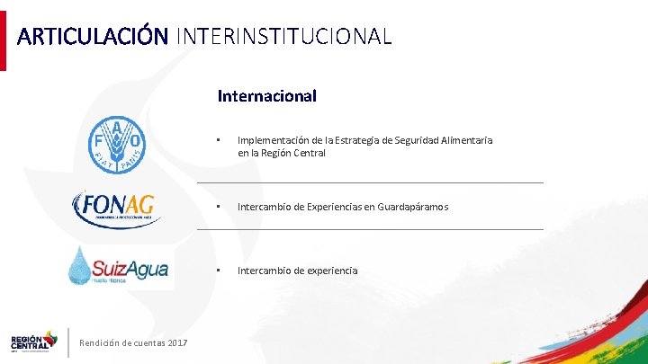 ARTICULACIÓN INTERINSTITUCIONAL Internacional Rendición de cuentas 2017 • Implementación de la Estrategia de Seguridad