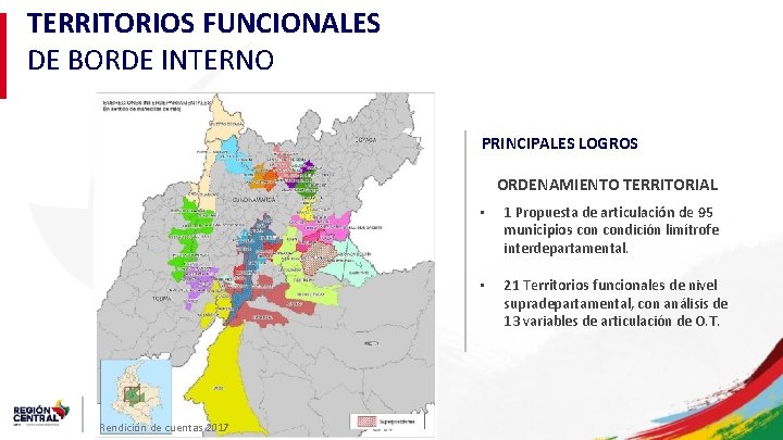 TERRITORIOS FUNCIONALES DE BORDE INTERNO PRINCIPALES LOGROS ORDENAMIENTO TERRITORIAL • • Rendición de cuentas