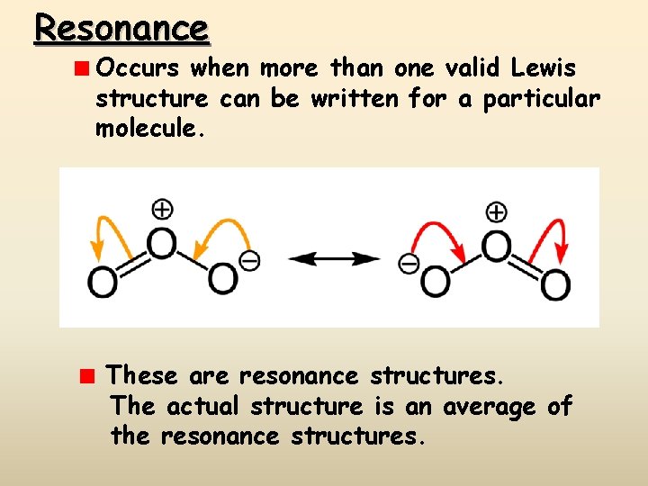 Resonance Occurs when more than one valid Lewis structure can be written for a