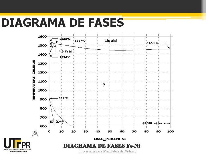 DIAGRAMA DE FASES Fe-Ni Processamento e Manufatura de Metais 1 