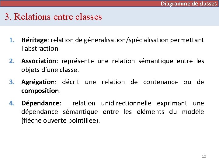 Diagramme de cas d’utilisation Diagramme de classes 3. Relations entre classes 1. Héritage: relation
