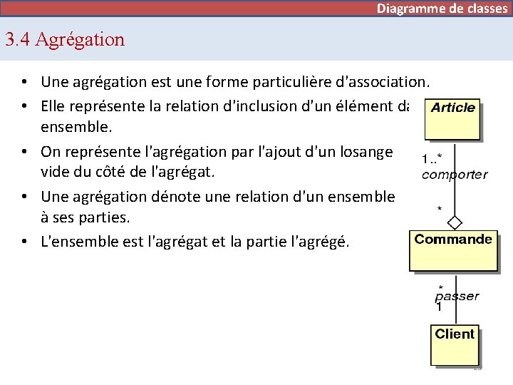 Diagramme de cas d’utilisation Diagramme de classes 3. 4 Agrégation • Une agrégation est