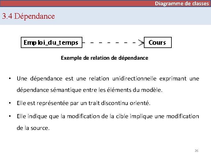 Diagramme de cas d’utilisation Diagramme de classes 3. 4 Dépendance Exemple de relation de