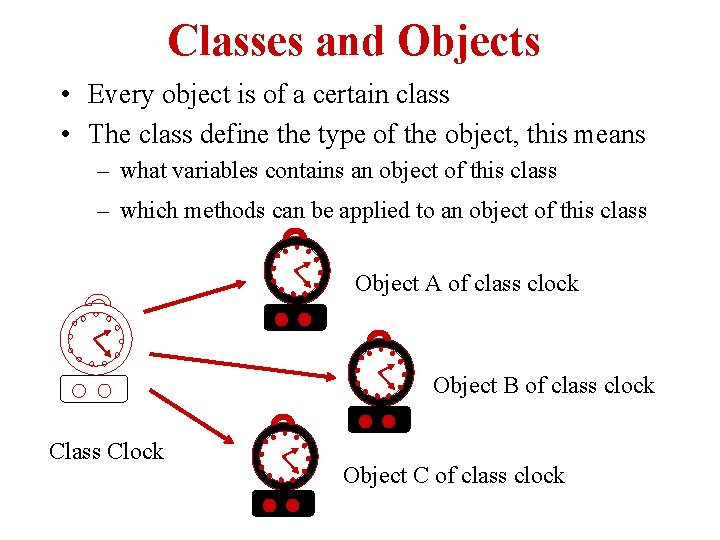 Classes and Objects • Every object is of a certain class • The class