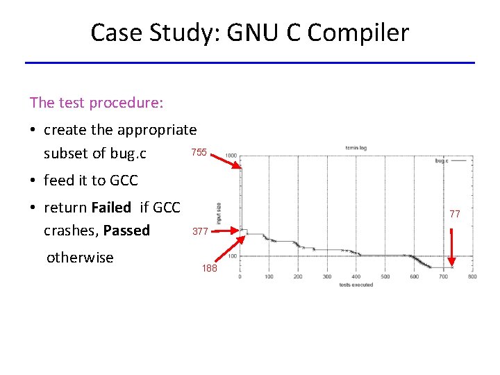 Case Study: GNU C Compiler The test procedure: • create the appropriate 755 subset