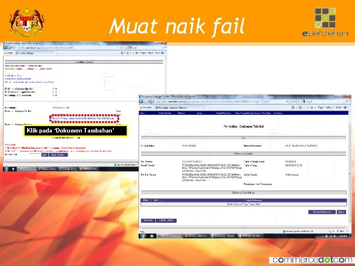 Muat naik fail Klik pada ‘Dokumen Tambahan’ 