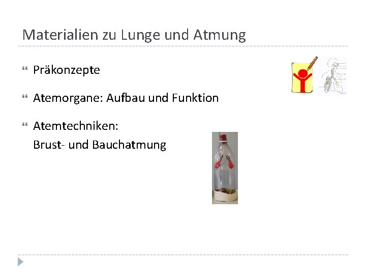 Materialien zu Lunge und Atmung Präkonzepte Atemorgane: Aufbau und Funktion Atemtechniken: Brust- und Bauchatmung Materialien zu Lunge und Atmung Präkonzepte Atemorgane: Aufbau und Funktion Atemtechniken: Brust- und Bauchatmung