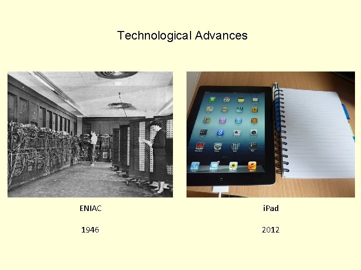 Technological Advances ENIAC i. Pad 1946 2012 