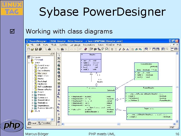 Sybase Power. Designer þ Working with class diagrams Marcus Börger PHP meets UML 16