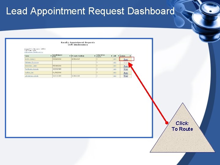 Lead Appointment Request Dashboard Click: To Route 