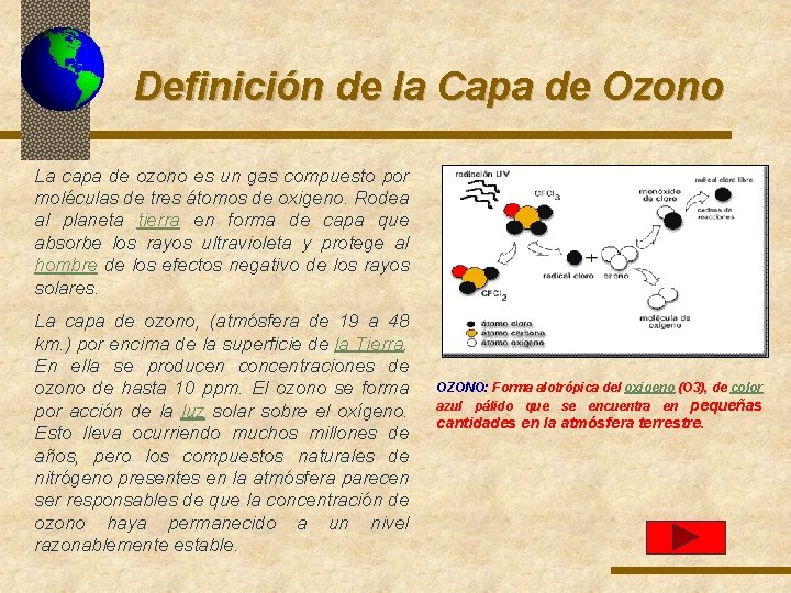 Definición de la Capa de Ozono La capa de ozono es un gas compuesto