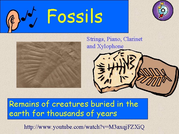 Fossils Strings, Piano, Clarinet and Xylophone Remains of creatures buried in the earth for