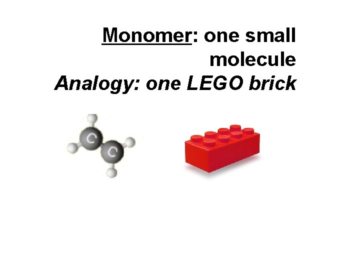 Monomer: one small molecule Analogy: one LEGO brick 