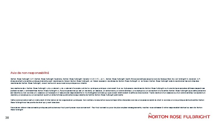 Avis de non-responsabilité Norton Rose Fulbright LLP, Norton Rose Fulbright Australia, Norton Rose Fulbright Avis de non-responsabilité Norton Rose Fulbright LLP, Norton Rose Fulbright Australia, Norton Rose Fulbright
