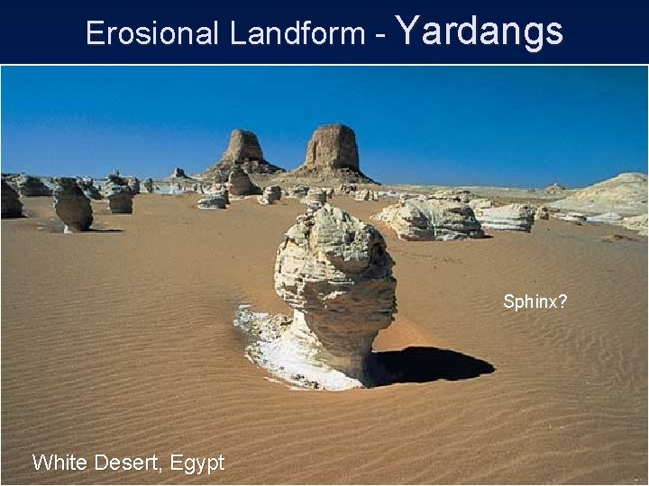 Erosional Landform - Yardangs Sphinx? White Desert, Egypt 
