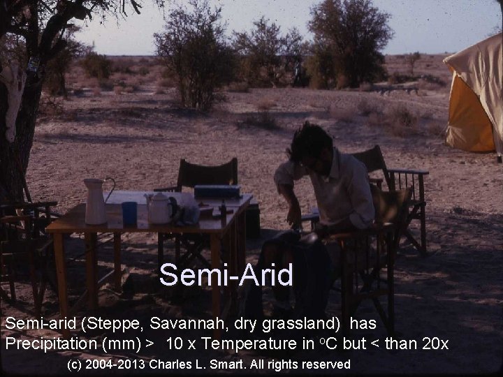 Semi-Arid Semi-arid (Steppe, Savannah, dry grassland) has Precipitation (mm) > 10 x Temperature in