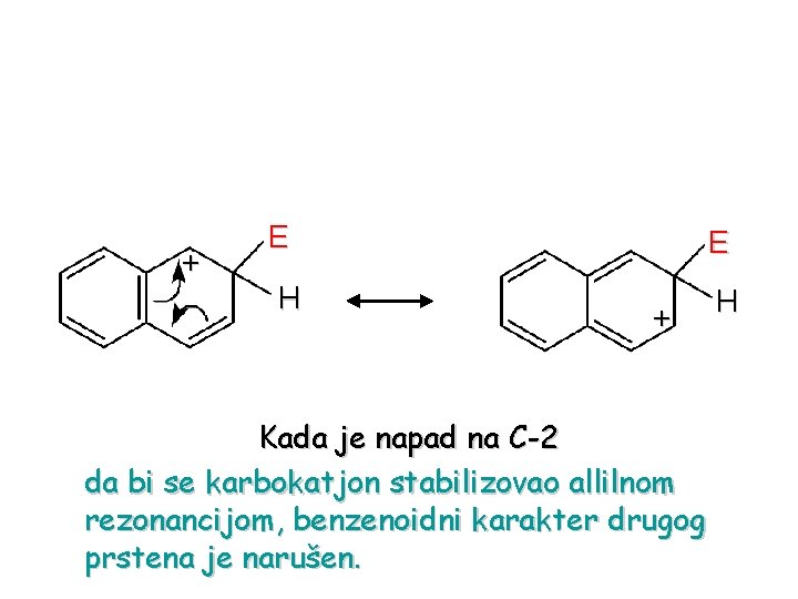 + E H E + Kada je napad na C-2 da bi se karbokatjon