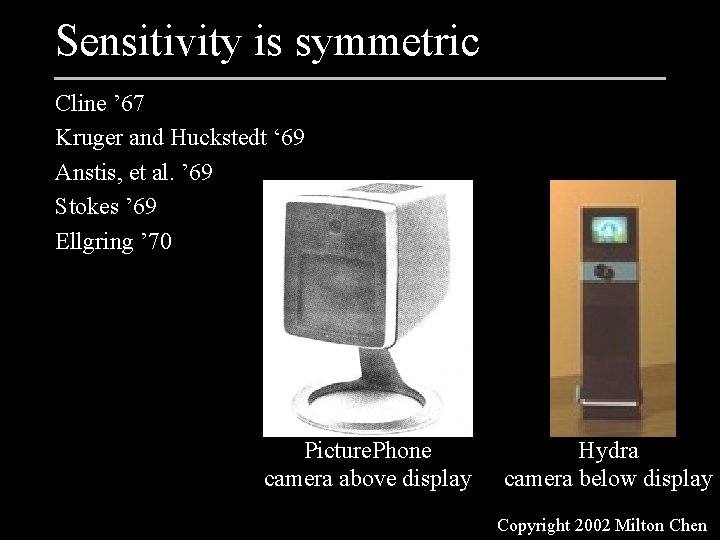 Sensitivity is symmetric Cline ’ 67 Kruger and Huckstedt ‘ 69 Anstis, et al.