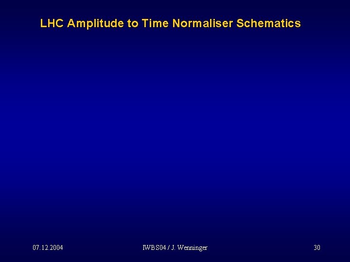 LHC Amplitude to Time Normaliser Schematics 07. 12. 2004 IWBS 04 / J. Wenninger