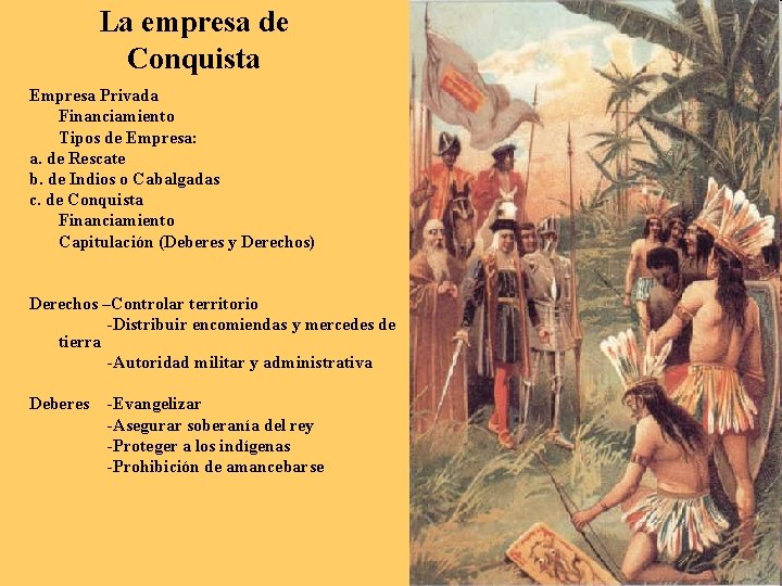 La empresa de Conquista Empresa Privada Financiamiento Tipos de Empresa: a. de Rescate b.