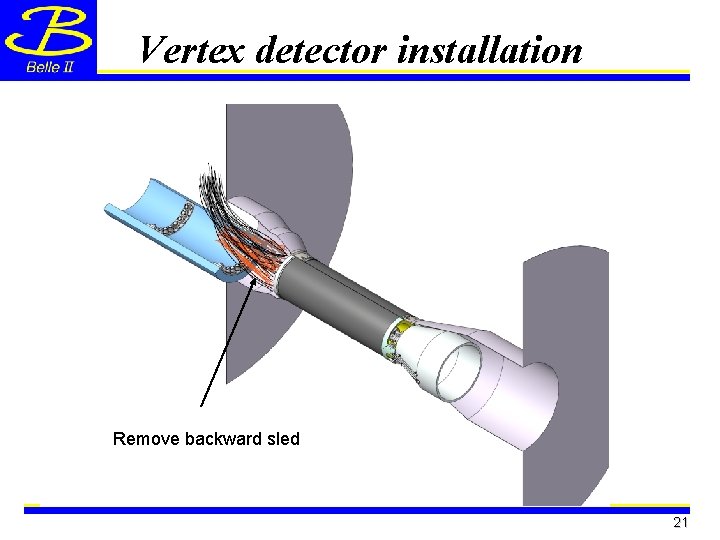 Vertex detector installation Remove backward sled 21 