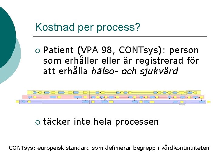 Kostnad per process? ¡ ¡ Patient (VPA 98, CONTsys): person som erhåller eller är