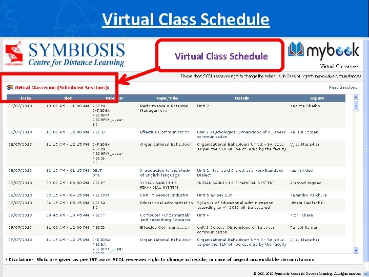 Virtual Class Schedule Symbiosis Centre For Distance Learning 