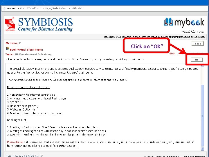 Click on “OK” Symbiosis Centre For Distance Learning 