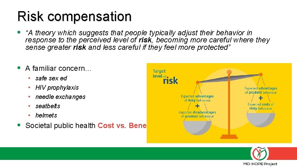 Risk compensation § “A theory which suggests that people typically adjust their behavior in