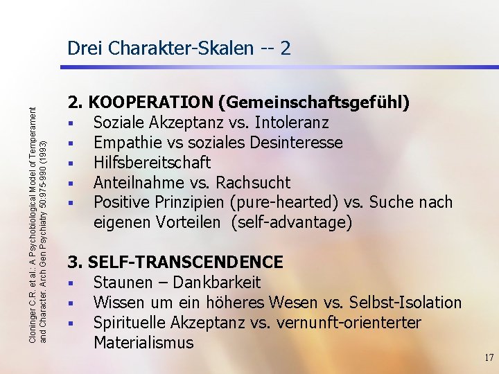 Cloninger C. R. et al. : A Psychobiological Model of Temperament and Character. Arch