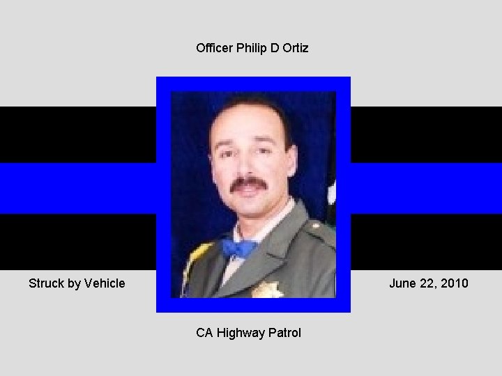Officer Philip D Ortiz Struck by Vehicle June 22, 2010 CA Highway Patrol 