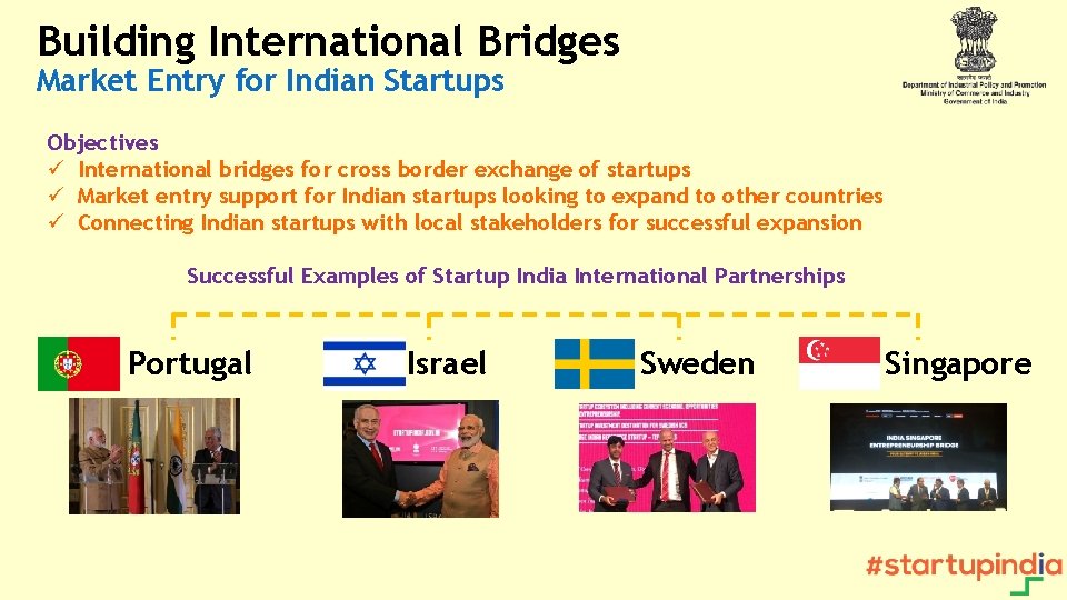 Building International Bridges Market Entry for Indian Startups Objectives ü International bridges for cross