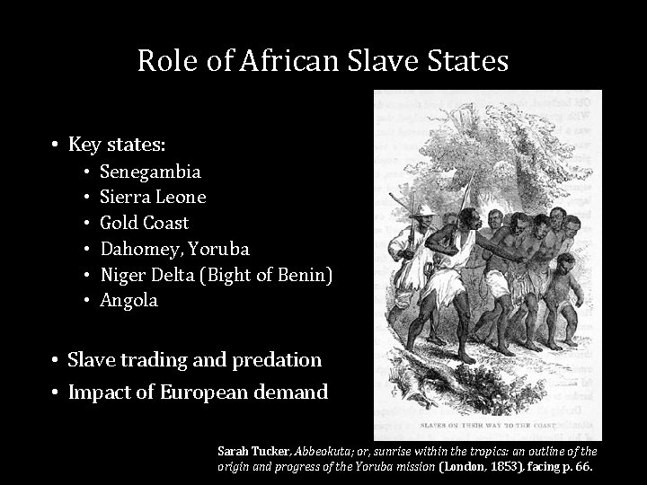 Role of African Slave States • Key states: • • • Senegambia Sierra Leone