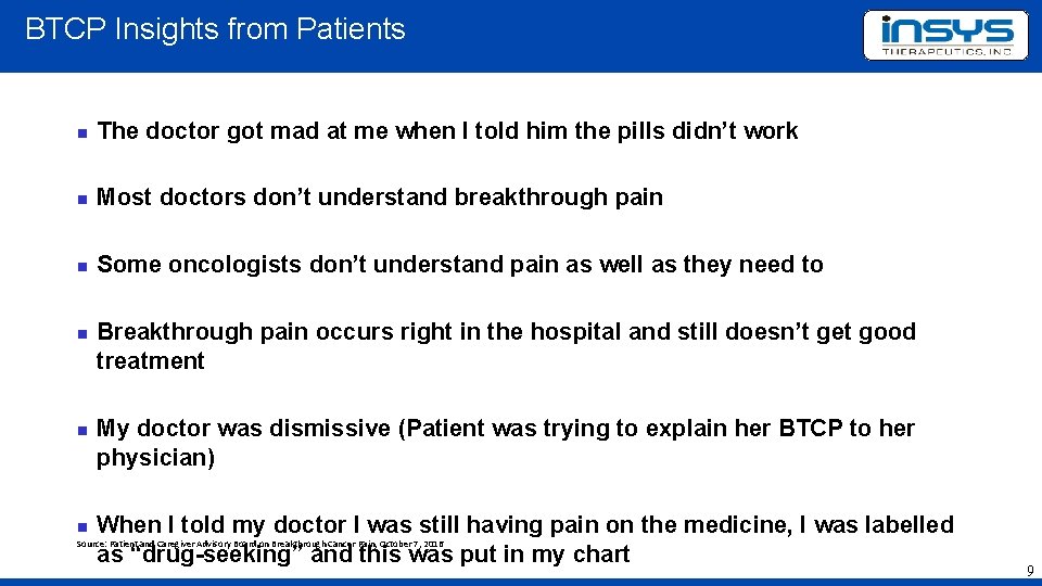 BTCP Insights from Patients The doctor got mad at me when I told him