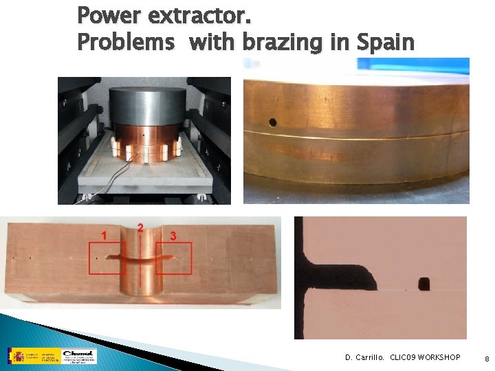 Power extractor. Problems with brazing in Spain D. Carrillo. CLIC 09 WORKSHOP 8 