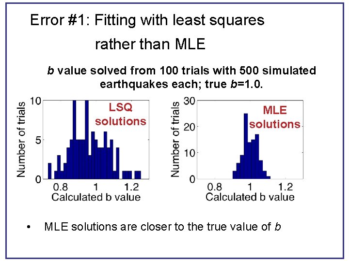 Error #1: Fitting with least squares rather than MLE b value solved from 100