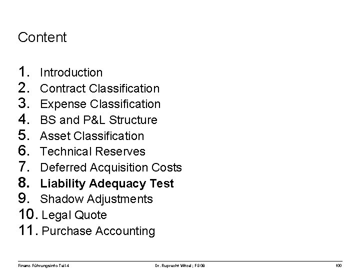 Content 1. Introduction 2. Contract Classification 3. Expense Classification 4. BS and P&L Structure
