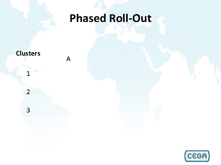 Phased Roll-Out Clusters 1 2 3 A 