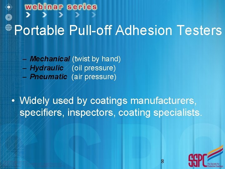 Portable Pull-off Adhesion Testers – Mechanical (twist by hand) – Hydraulic (oil pressure) –