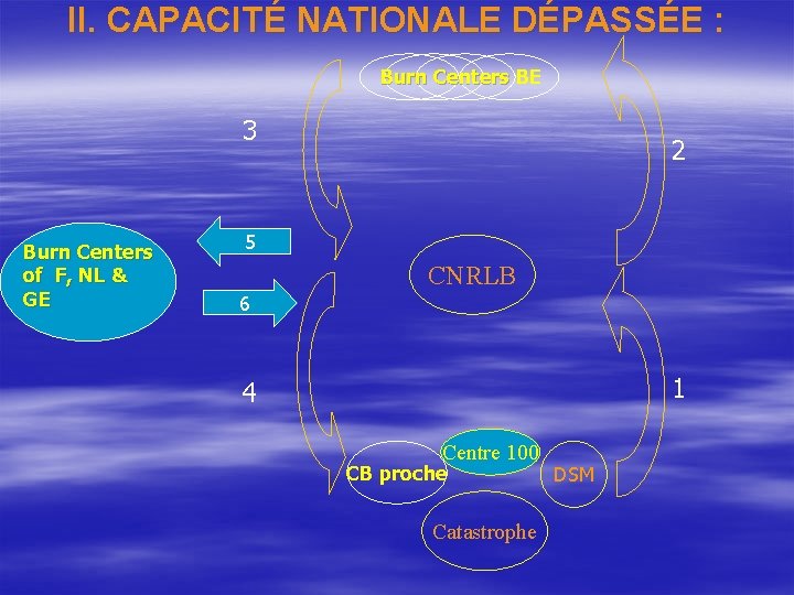 II. CAPACITÉ NATIONALE DÉPASSÉE : Burn Centers BE 3 Burn Centers of F, NL