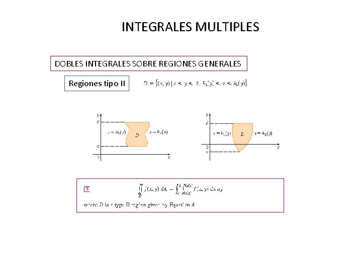 INTEGRALES MULTIPLES DOBLES INTEGRALES SOBRE REGIONES GENERALES Regiones tipo II 