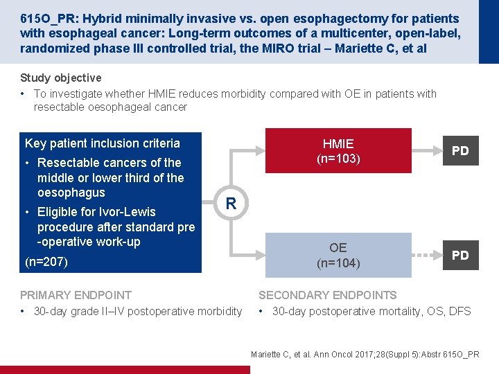 615 O_PR: Hybrid minimally invasive vs. open esophagectomy for patients with esophageal cancer: Long-term