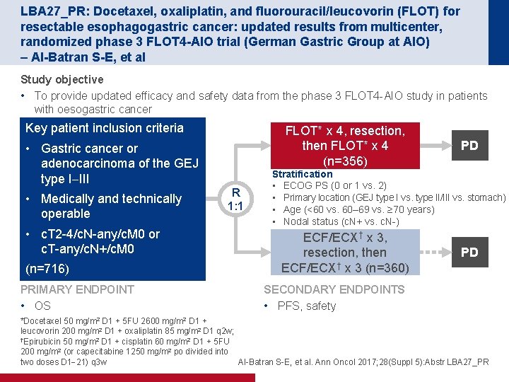 LBA 27_PR: Docetaxel, oxaliplatin, and fluorouracil/leucovorin (FLOT) for resectable esophagogastric cancer: updated results from