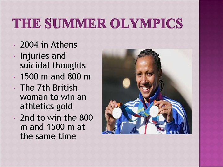 THE SUMMER OLYMPICS 2004 in Athens Injuries and suicidal thoughts 1500 m and 800